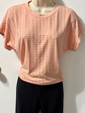Source Unknown Peach Short Sleeve Tee with Stud Accents